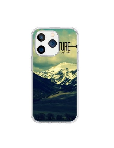 Coque iPhone 15 Pro Adventure the pursuit of life Montagnes Ski Paysage - R Delean