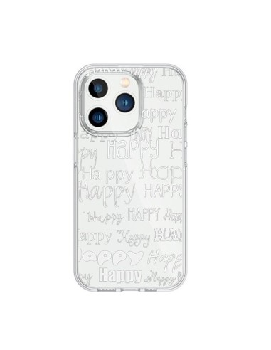 iPhone 15 Pro Case Happy White Clear - R Delean