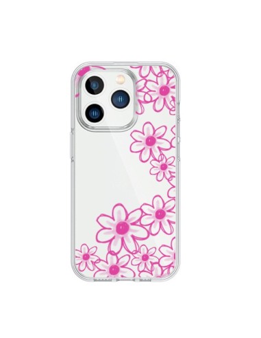 iPhone 15 Pro Case Flowers Pink Clear - Sylvia Cook