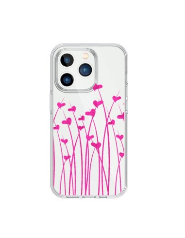 iPhone 15 Pro Case Love in Pink Flowers Clear - Sylvia Cook