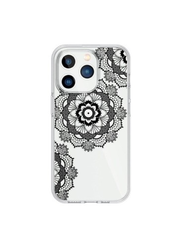 Cover iPhone 15 Pro Triplo Mandala Nero Black Trasparente - Sylvia Cook