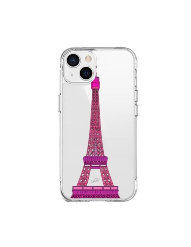 Cover iPhone 15 Plus Tour Eiffel Rosa Paris Trasparente - Asano Yamazaki