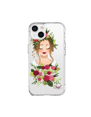 Coque iPhone 15 Plus Femme Closed Eyes Fleurs Transparente - Chapo