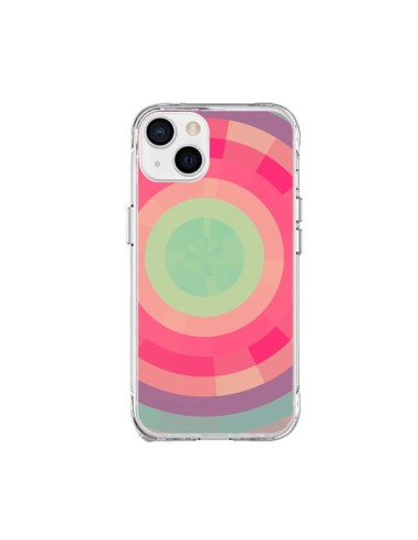 Coque iPhone 15 Plus Spirale de Couleurs Rose Vert - Eleaxart