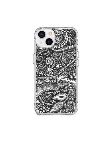 Cover iPhone 15 Plus Azteco Bianco e Nero - Eleaxart