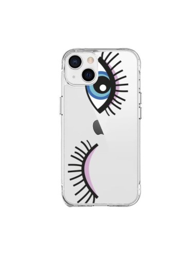 Coque iPhone 15 Plus Eyes Oeil Yeux Bleus Transparente - Léa Clément