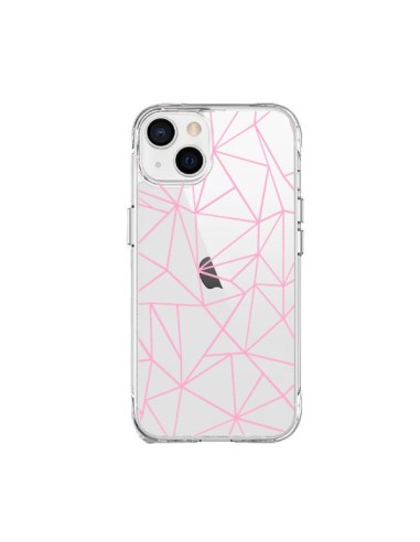 Cover iPhone 15 Plus Linee Trangolo Rosa Trasparente - Project M