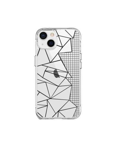 Cover iPhone 15 Plus Linee Griglia Side Grid Astratto Nero Trasparente - Project M