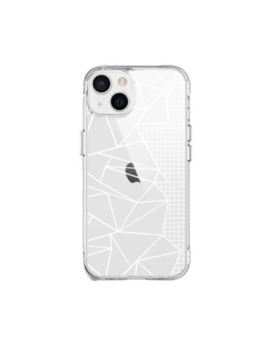 Cover iPhone 15 Plus Linee Griglia Side Grid Astratto Bianco Trasparente - Project M