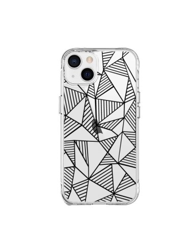 Cover iPhone 15 Plus Linee Griglia Triangles Grid Astratto Nero Trasparente - Project M