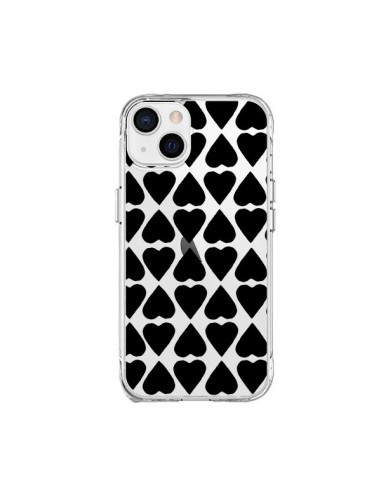 Coque iPhone 15 Plus Coeurs Heart Noir Transparente - Project M