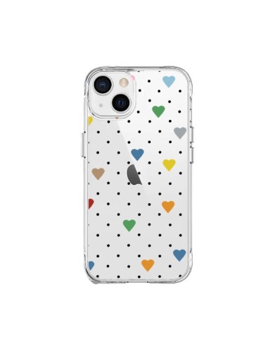 Cover iPhone 15 Plus Punti Cuori Colorato Trasparente - Project M