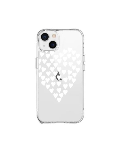 Coque iPhone 15 Plus Coeurs Heart Love Blanc Transparente - Project M