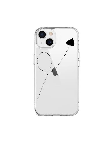 Cover iPhone 15 Plus Travel to your Heart Nero Viaggio Cuore Trasparente - Project M