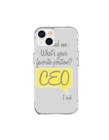 Cover iPhone 15 Plus What's your favorite position CEO I said, Giallo - Shop Gasoline