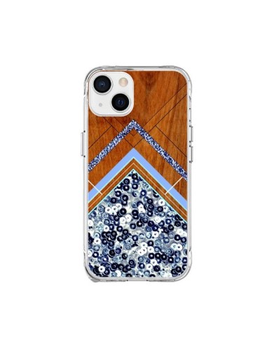 Cover iPhone 15 Plus Sequin Geometria Legno Azteco Aztec Tribal - Jenny Mhairi