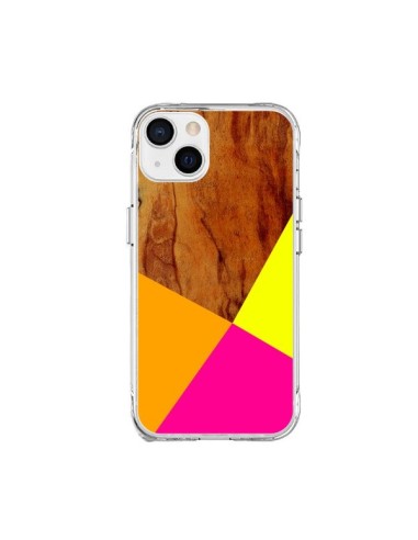 Cover iPhone 15 Plus Wooden Colour Block Legno Azteco Aztec Tribal - Jenny Mhairi