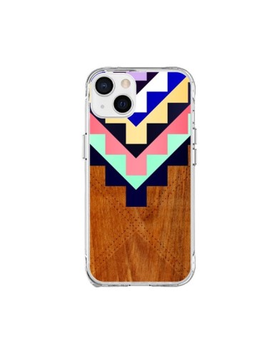 Cover iPhone 15 Plus Wooden Tribal Legno Azteco Aztec Tribal - Jenny Mhairi