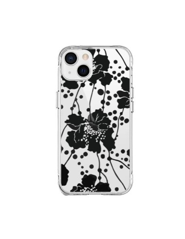 Cover iPhone 15 Plus Fiori Neros Trasparente - Dricia Do