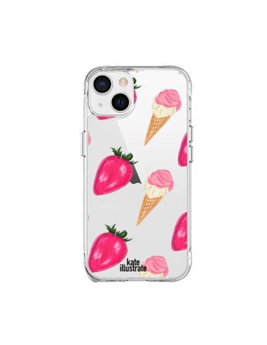 Cover iPhone 15 Plus Gelato Fragola Trasparente - kateillustrate