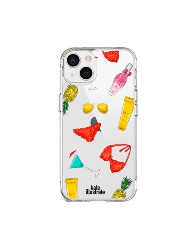 Cover iPhone 15 Plus Summer Essentials Estate Essenziale Trasparente - kateillustrate