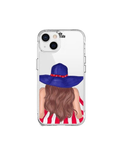 Cover iPhone 15 Plus Beah Girl Ragazza Spiaggia Trasparente - kateillustrate