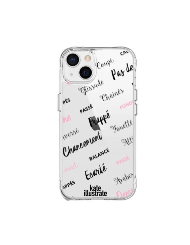 Coque iPhone 15 Plus Ballerina Ballerine Mots Transparente - kateillustrate