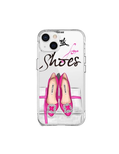 Coque iPhone 15 Plus I Work For Shoes Chaussures Transparente - kateillustrate