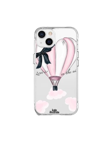 Coque iPhone 15 Plus Love is in the Air Love Montgolfier Transparente - kateillustrate