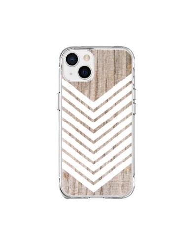 Cover iPhone 15 Plus Tribale Azteco Legno Wood Freccia Bianco - Laetitia