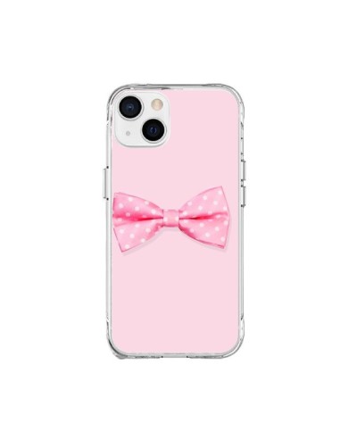 Coque iPhone 15 Plus Noeud Papillon Rose Girly Bow Tie - Laetitia