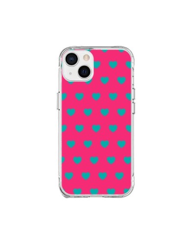 Cover iPhone 15 Plus Cuore Blu sfondo Rosa - Laetitia