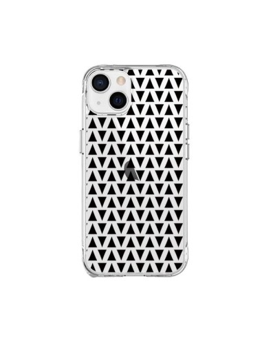 Coque iPhone 15 Plus Triangles Romi Azteque Noir Transparente - Laetitia