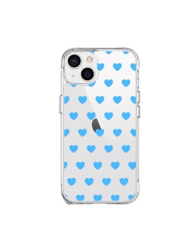 Coque iPhone 15 Plus Coeur Heart Love Amour Bleu Transparente - Laetitia