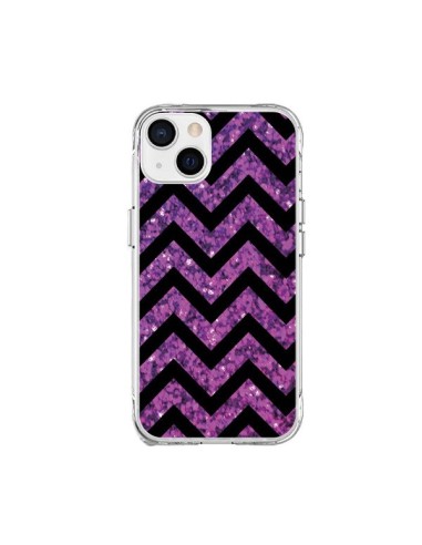 Coque iPhone 15 Plus Chevron Purple Sparkle Triangle Azteque - Mary Nesrala