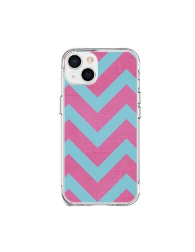 Coque iPhone 15 Plus Strawberry Chevron Rose Bleu - Mary Nesrala