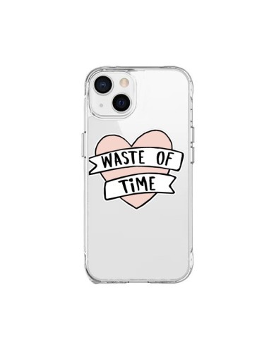 Coque iPhone 15 Plus Waste Of Time Transparente - Maryline Cazenave