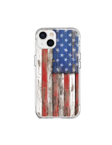 Cover iPhone 15 Plus Bandierq USA America Vintage Legno Wood - Maximilian San