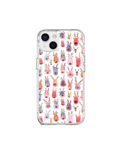 Coque iPhone 15 Plus Cute Winter Reindeers - Ninola Design