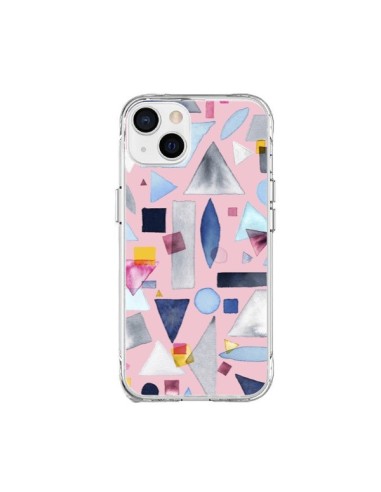 Cover iPhone 15 Plus Geometric Pieces Rosa - Ninola Design