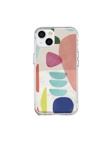 Coque iPhone 15 Plus Moody Geometry Multi White - Ninola Design