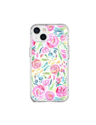 Coque iPhone 15 Plus Speckled Watercolor Pink - Ninola Design