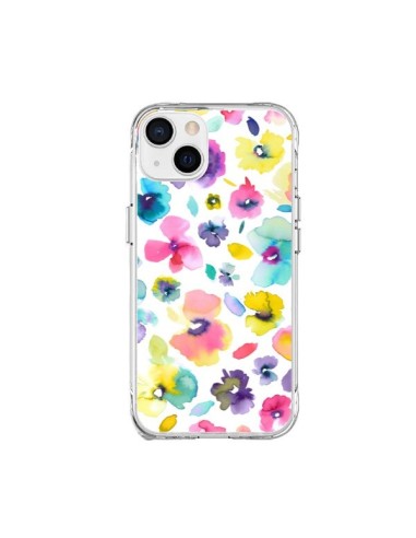 Cover iPhone 15 Plus Fiori Colorati Pittura - Ninola Design