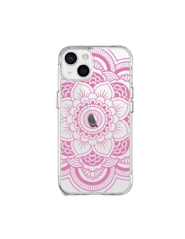 Cover iPhone 15 Plus Mandala Rosa Chiaro Azteco Trasparente - Nico