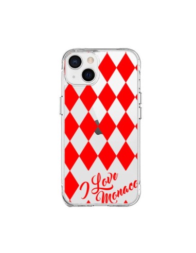 Coque iPhone 15 Plus I Love Monaco et Losange Rouge - Nico