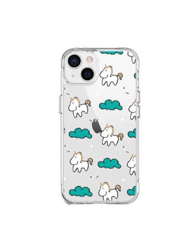 Coque iPhone 15 Plus Licorne et Nuages Transparente - Nico