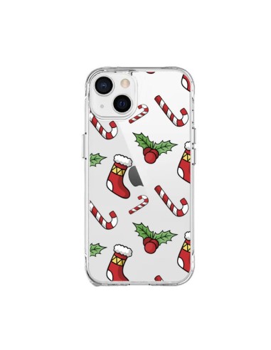 iPhone 15 Plus Case Socks Candy Canes Holly Christmas Clear - Nico