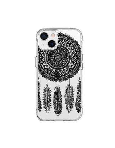 Coque iPhone 15 Plus Mandala attrape rêve noir et blanc transparente - Nico