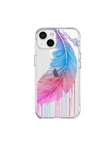 Cover iPhone 15 Plus Piuma Arcobaleno Trasparente - Rachel Caldwell