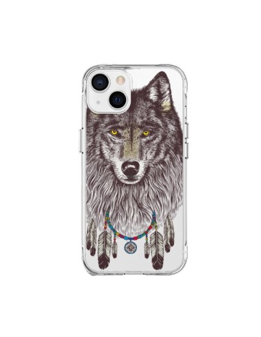 Cover iPhone 15 Plus Lupo Acchiappasogni Trasparente - Rachel Caldwell